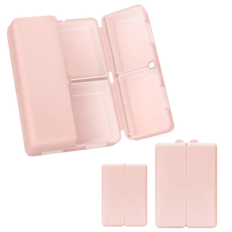 FYY 2 Pcs Daily Pill Organizer 7 Compartments Portable Pill Case Travel Pill OrganizerFolding Design Pill Box for Purse Pocket to Hold VitaminsCod Liver OilSupplements and MedicationPink